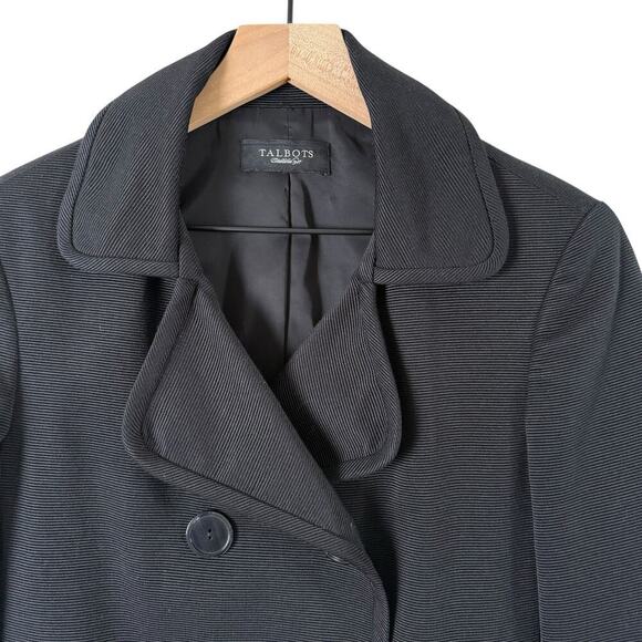 Talbots The Grace Fit Double Breasted Ribbed Blazer Jacket Cotton Silk Black, 14 - Picture 2 of 12